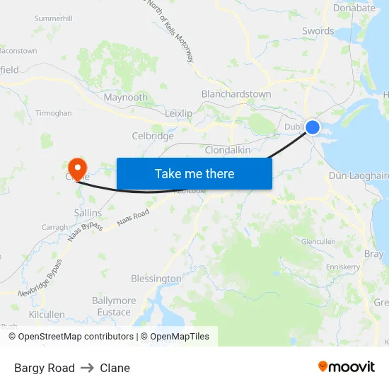 Bargy Road to Clane map