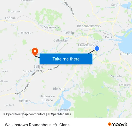 Walkinstown Roundabout to Clane map