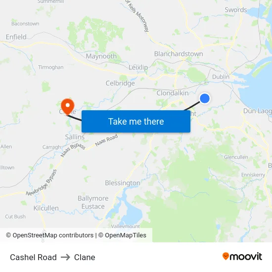 Cashel Road to Clane map