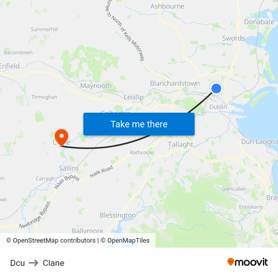 Dcu to Clane map