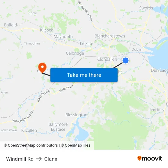 Windmill Rd to Clane map