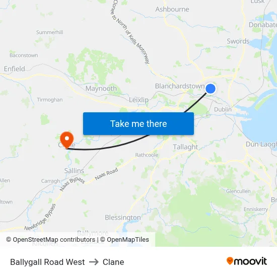 Ballygall Road West to Clane map