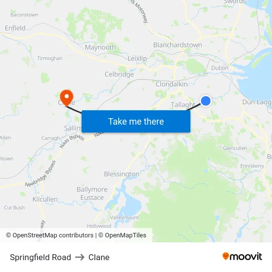 Springfield Road to Clane map