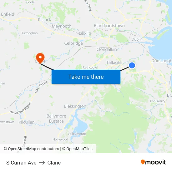 S Curran Ave to Clane map