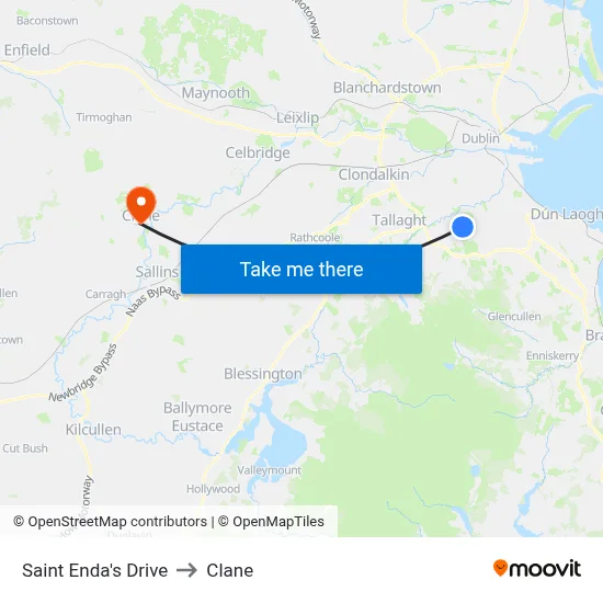 Saint Enda's Drive to Clane map