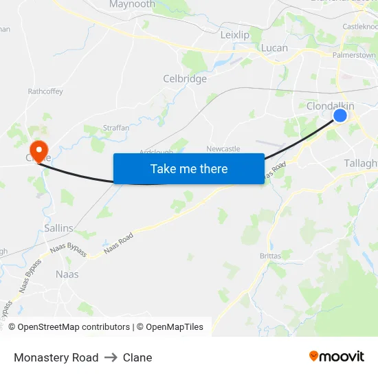 Monastery Road to Clane map
