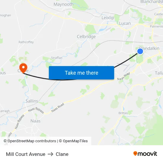 Mill Court Avenue to Clane map