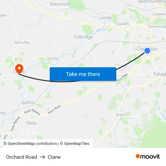 Orchard Road to Clane map