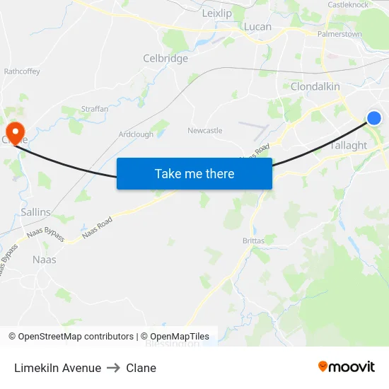 Limekiln Avenue to Clane map
