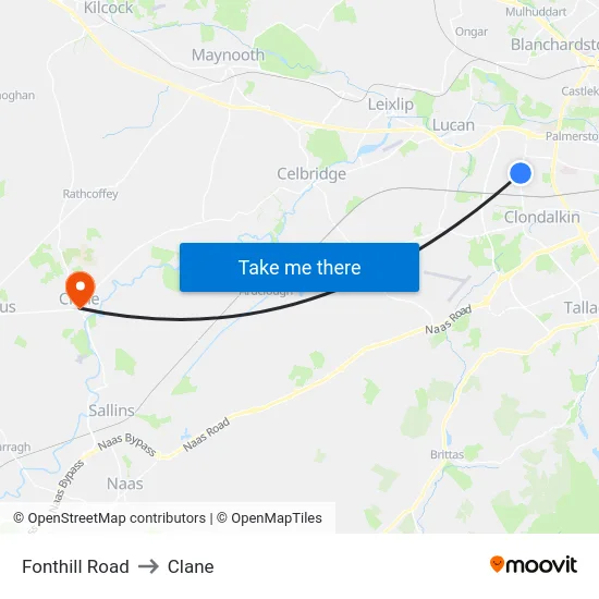Fonthill Road to Clane map