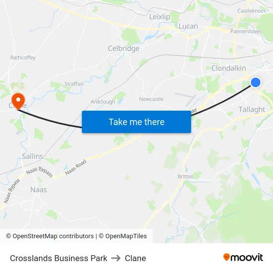 Crosslands Business Park to Clane map