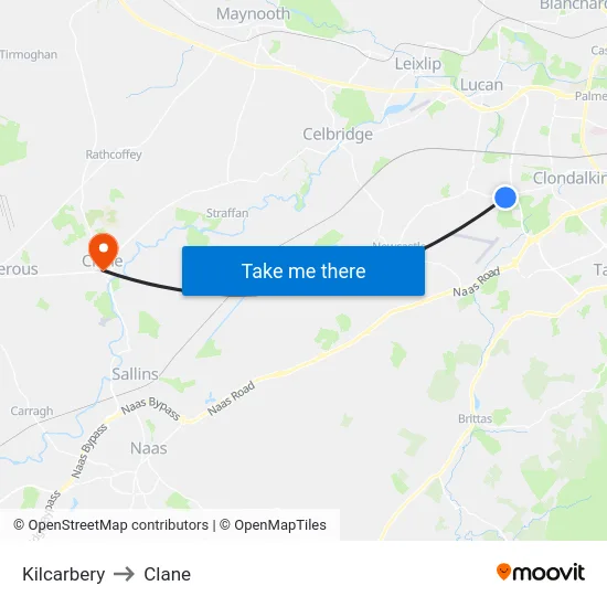 Kilcarbery to Clane map