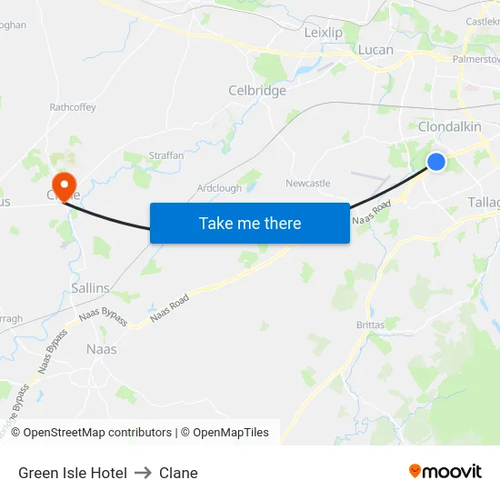 Green Isle Hotel to Clane map