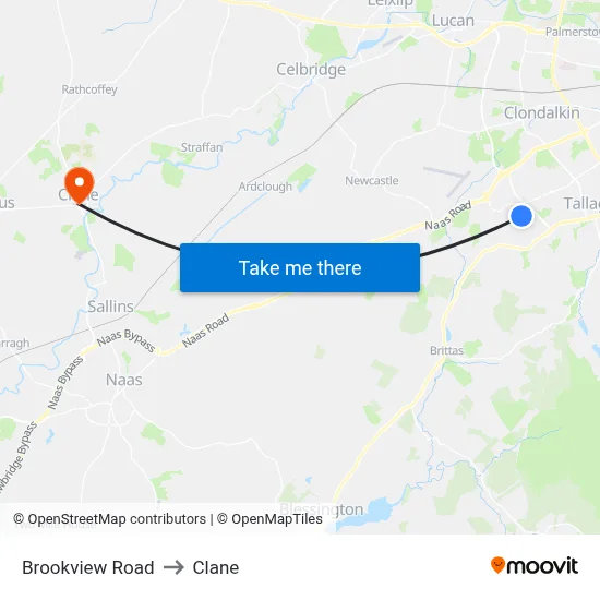 Brookview Road to Clane map