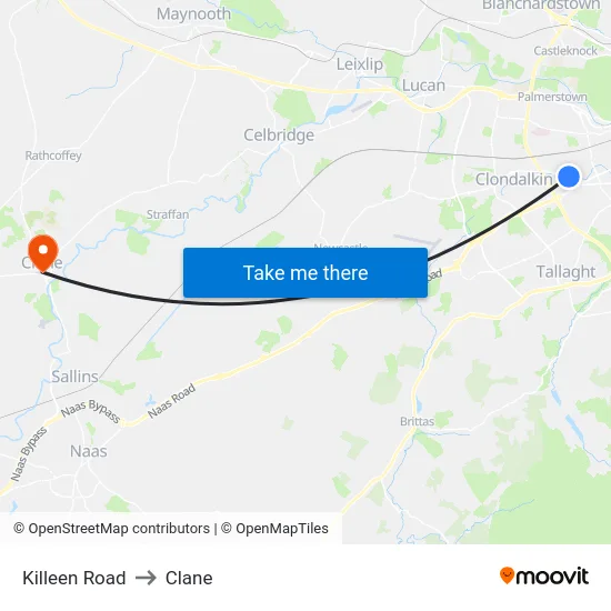 Killeen Road to Clane map