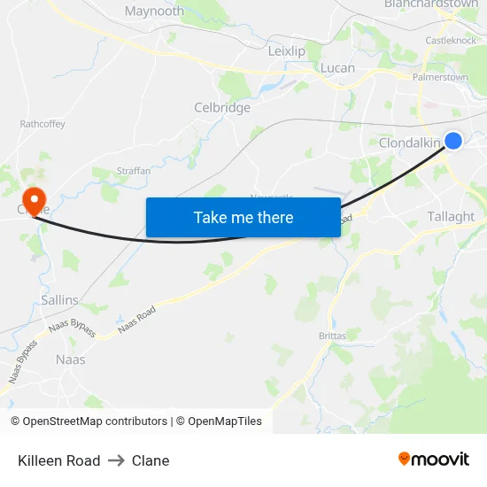 Killeen Road to Clane map