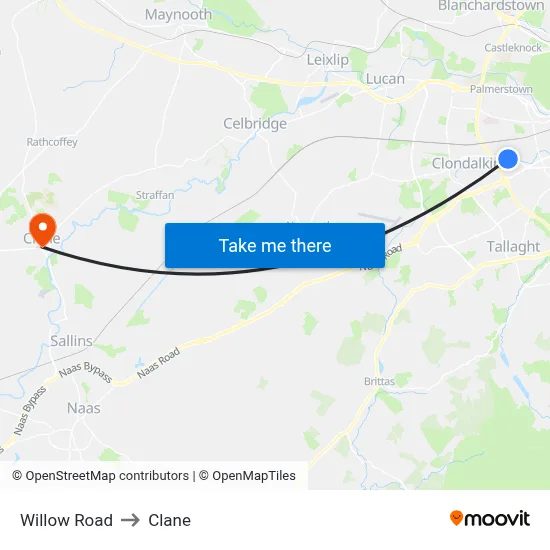 Willow Road to Clane map