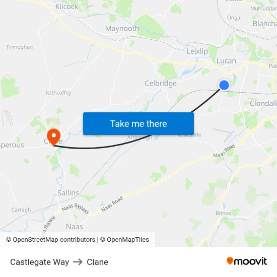 Castlegate Way to Clane map