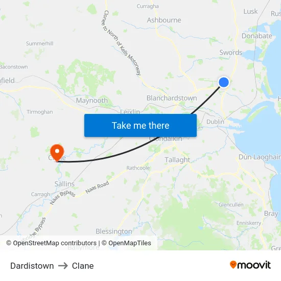 Dardistown to Clane map