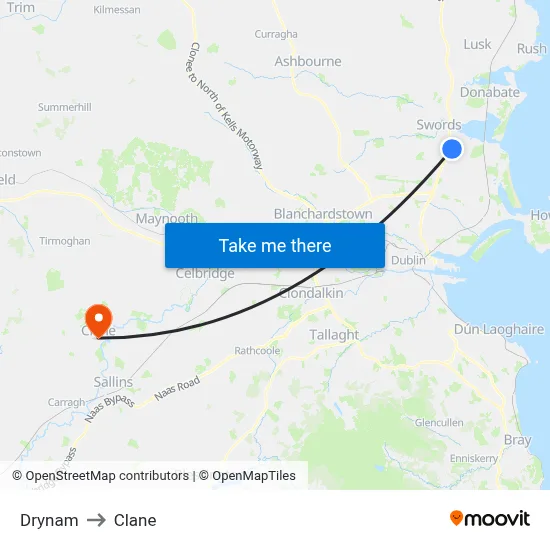 Drynam to Clane map
