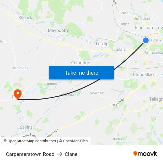 Carpenterstown Road to Clane map