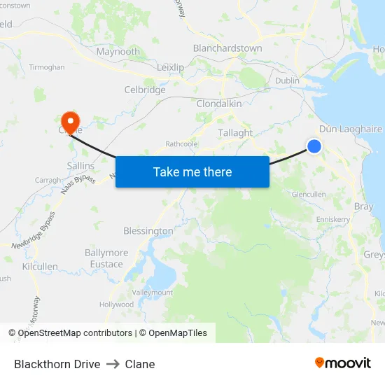 Blackthorn Drive to Clane map