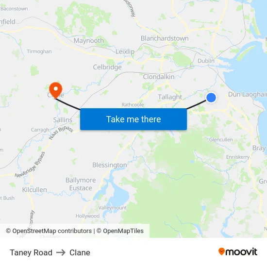 Taney Road to Clane map