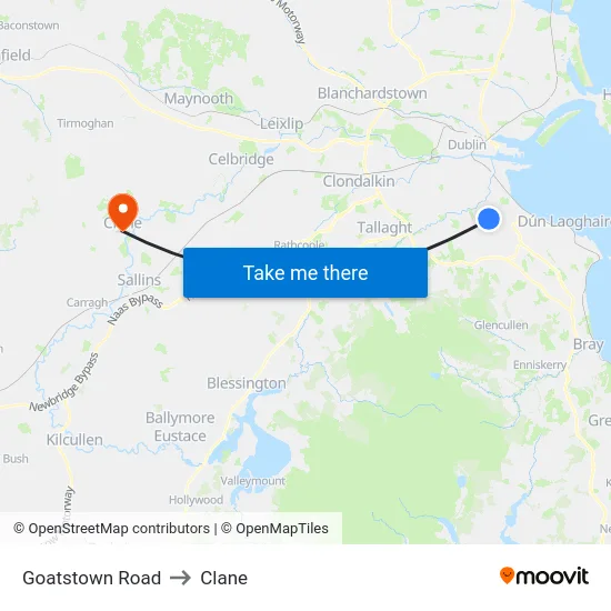Goatstown Road to Clane map