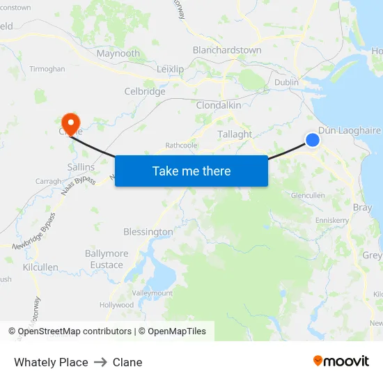 Whately Place to Clane map