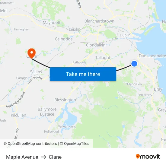 Maple Avenue to Clane map
