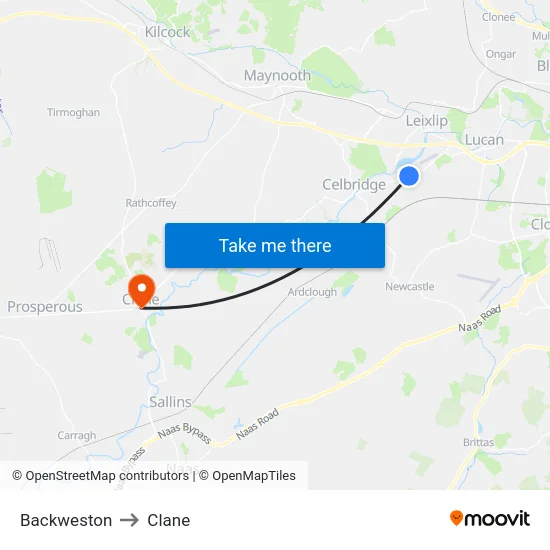 Backweston to Clane map