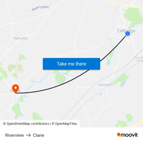Riverview to Clane map