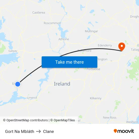 Gort Na Mbláth to Clane map