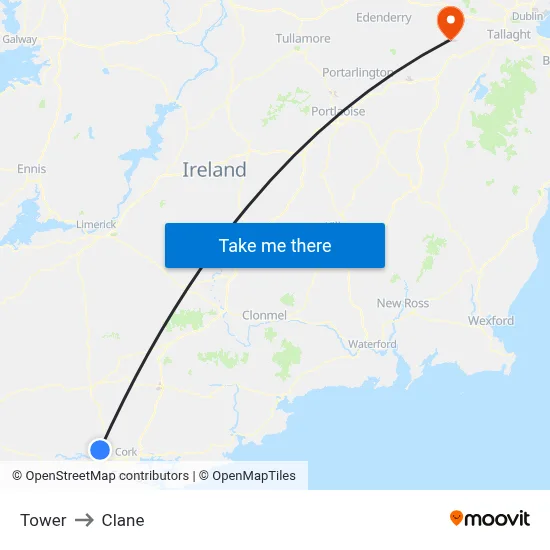 Tower to Clane map