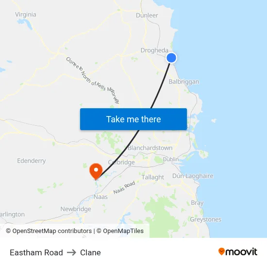 Eastham Road to Clane map