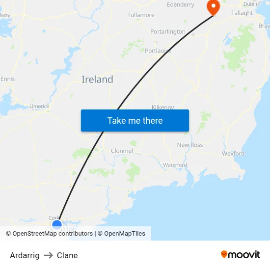 Ardarrig to Clane map