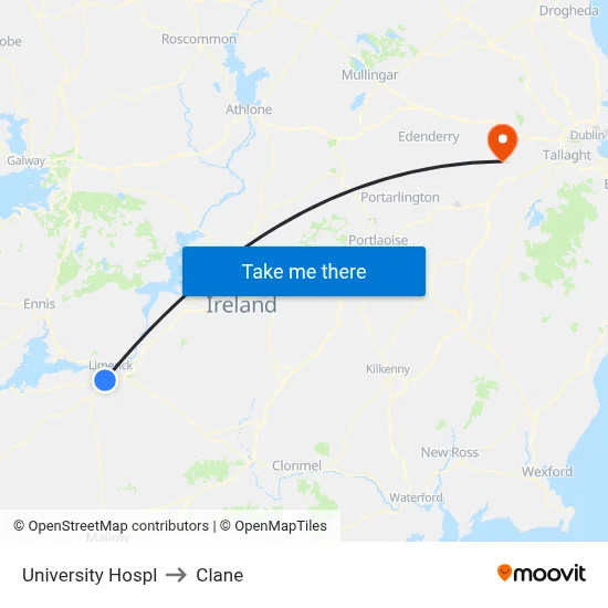 University Hospl to Clane map