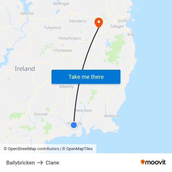 Ballybricken to Clane map