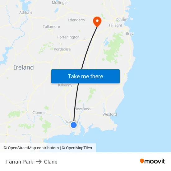 Farran Park to Clane map