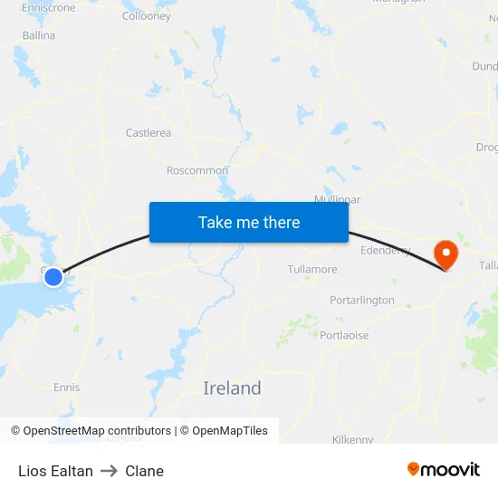 Lios Ealtan to Clane map