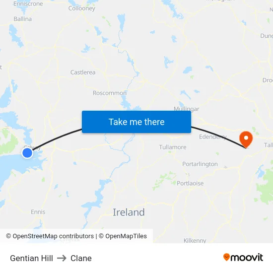 Gentian Hill to Clane map