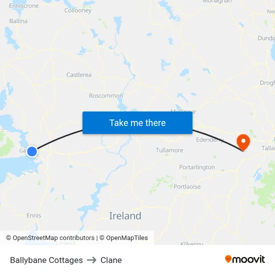 Ballybane Cottages to Clane map