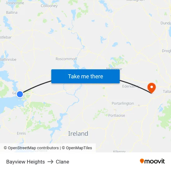 Bayview Heights to Clane map