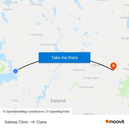 Galway Clinic to Clane map