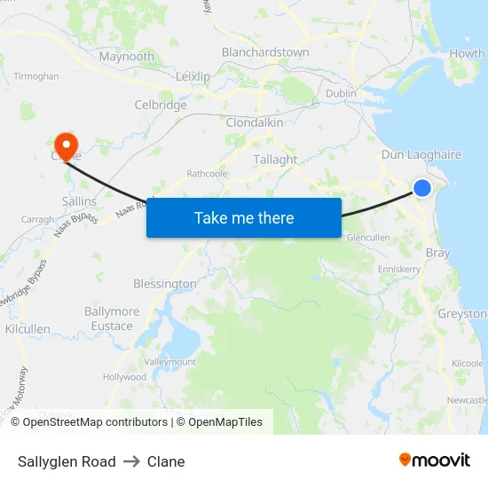 Sallyglen Road to Clane map