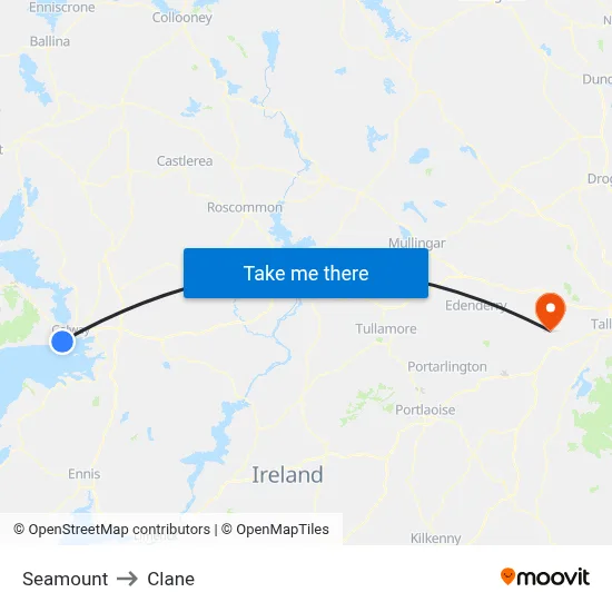 Seamount to Clane map