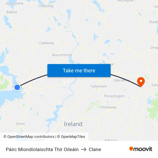 Páirc Miondíolaíochta Thír Oileáin to Clane map