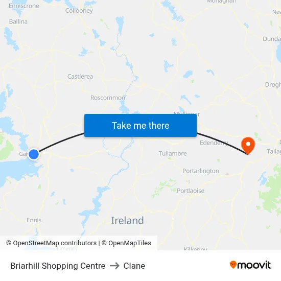 Briarhill Shopping Centre to Clane map
