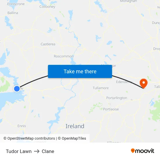 Tudor Lawn to Clane map
