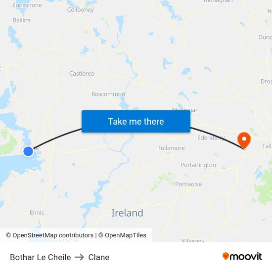 Bothar Le Cheile to Clane map